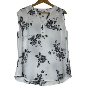 Candie's Casual Monochrome Floral Sleeveless Blouse